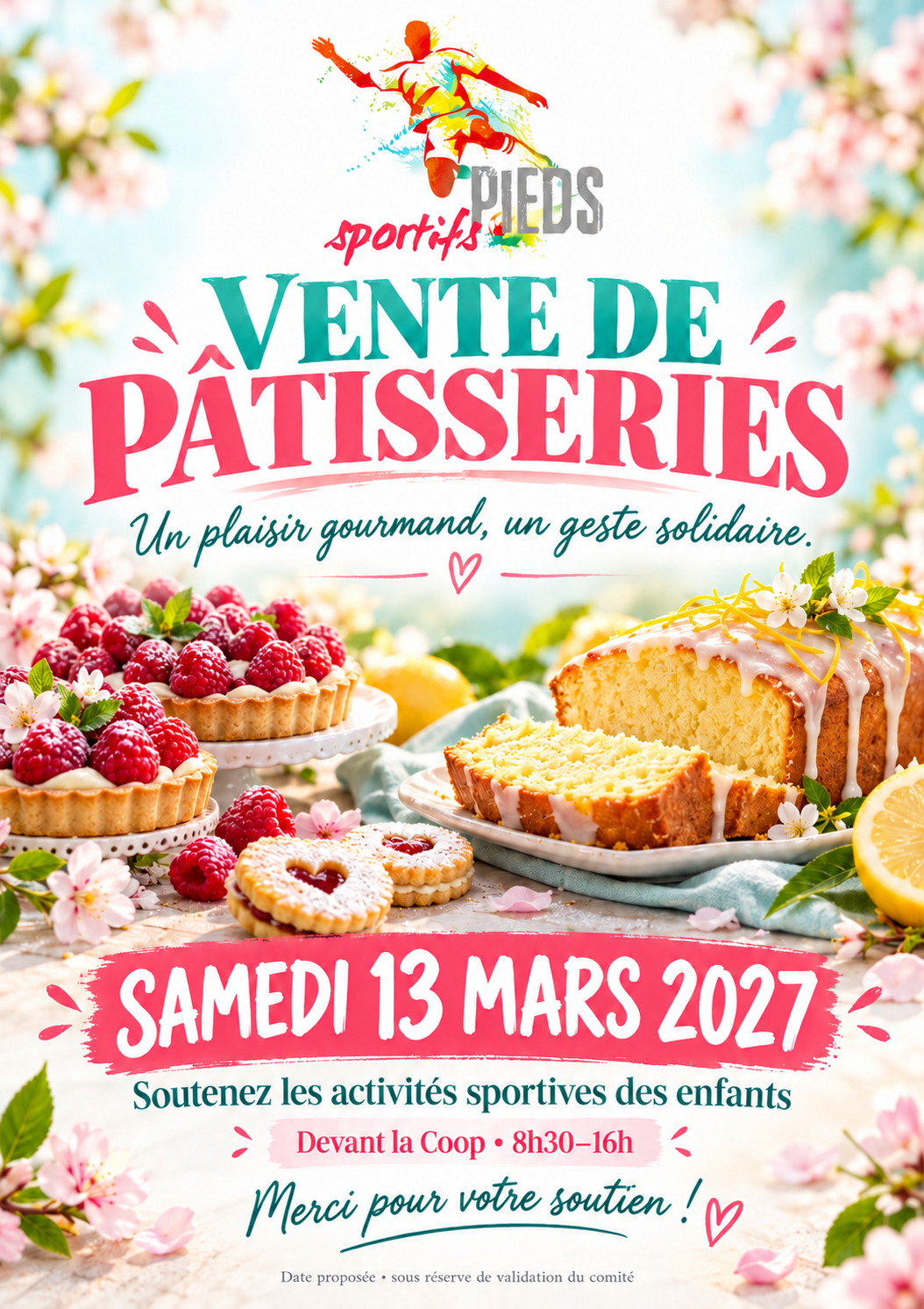 Affiche — Vente de pâtisseries — Samedi 13 mars 2027