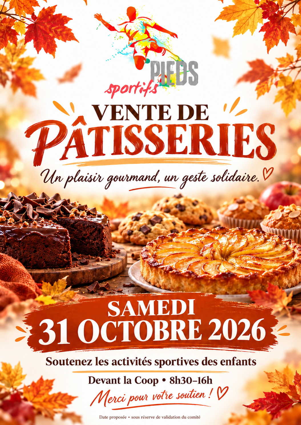 Affiche — Vente de pâtisseries — Samedi 31 octobre 2026